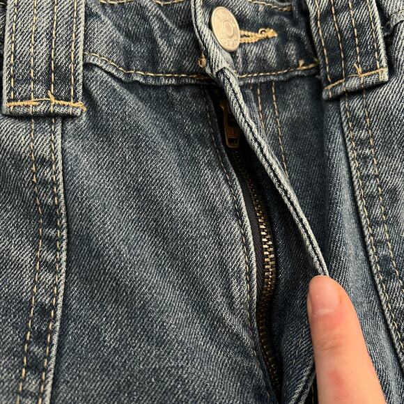 Simple Society Womens Blue Elastic Waist Straight Denim Cargo Jeans Size 3/26 - Picture 4 of 8